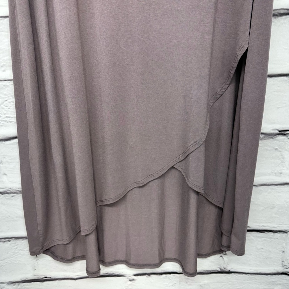 LOGO Maxi Skirt Sz L Asymmetrical Plum Stretch Waistband Tulip Hem Modal knit - Picture 5 of 12